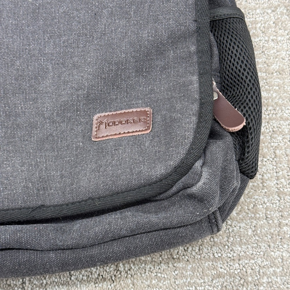Modoker Messenger Bag Men OS Black Canvas Crossbody Vintage Shoulder Satchel Bag - Picture 5 of 8